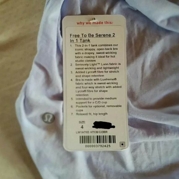 New lululemon free to be serene bra tank top 4 blu - Picture 4 of 6